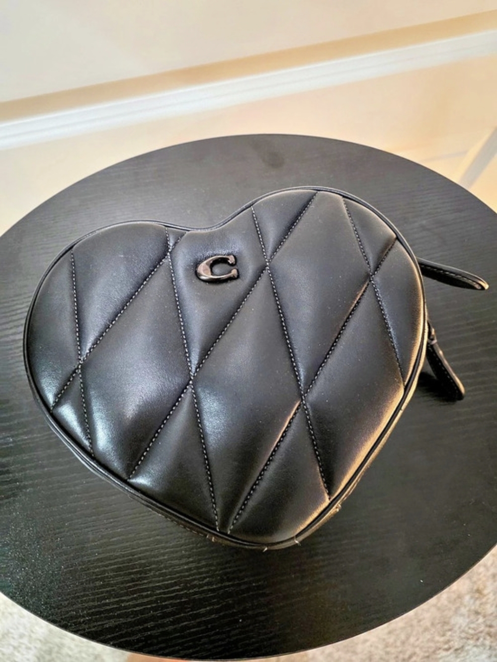 Coach Quilted Leather Heart Crossbody Bag in Black